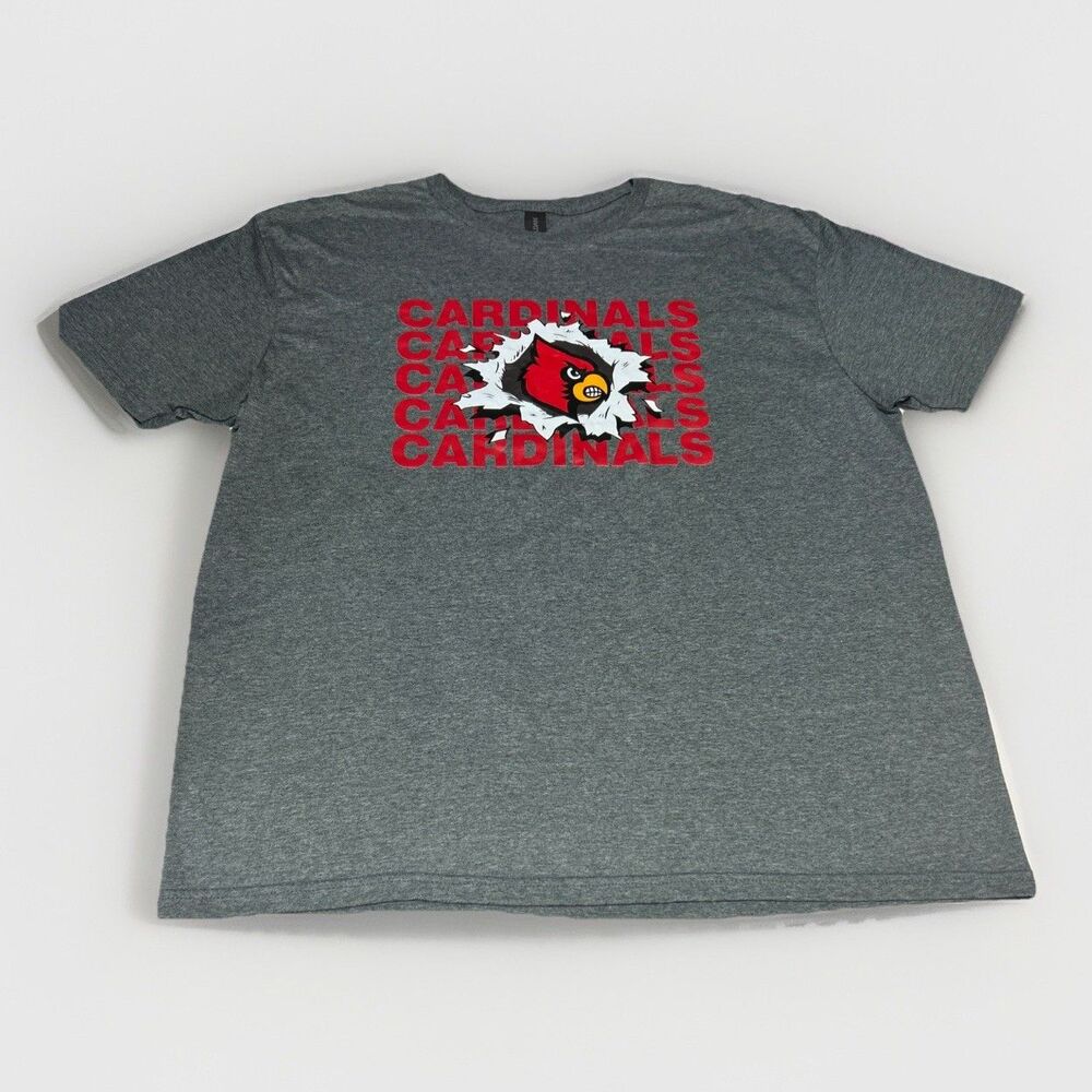 Gildan Men’s XL Louisville Cardinals Grey Graphic T-Shirt NCAA Football